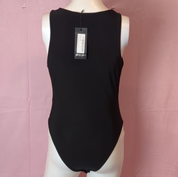 Nasty Gal the Race Is On Racerback Bodysuit in Black size 8 - Picture 2 of 5